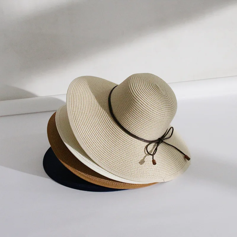 

Female Fashion Hat Bowknot Contracted Large Brim Hat Summer Travel Beach Breathable Sun Sun Hat Fashion Elegant Art Wind Caps