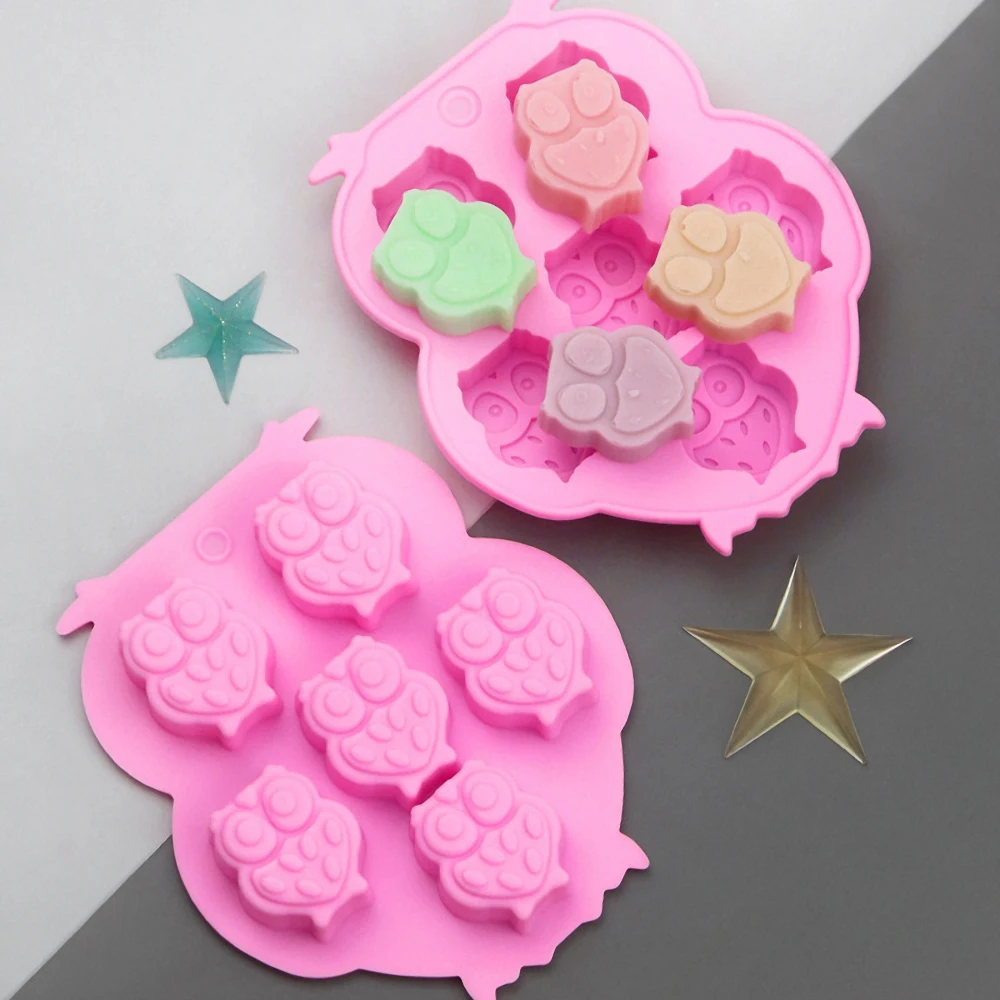 

6 Cavities 3D Owl Chocolate Silicone Mold Ice Tray Fondant Cake Mould DIY Party Cake Baking Decoration Kitchen Accessories