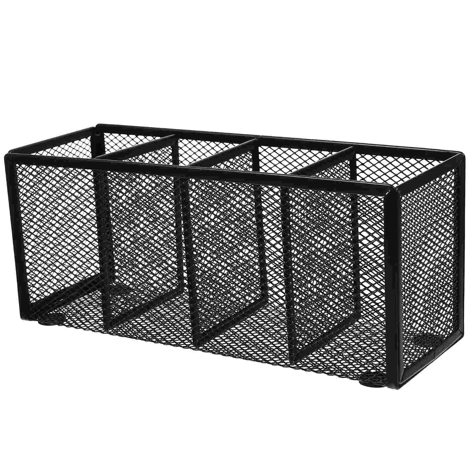 

Wrought Iron Four Grid Pen Holder Storage Container Multi-grid Lipstick Case Mesh Makeup
