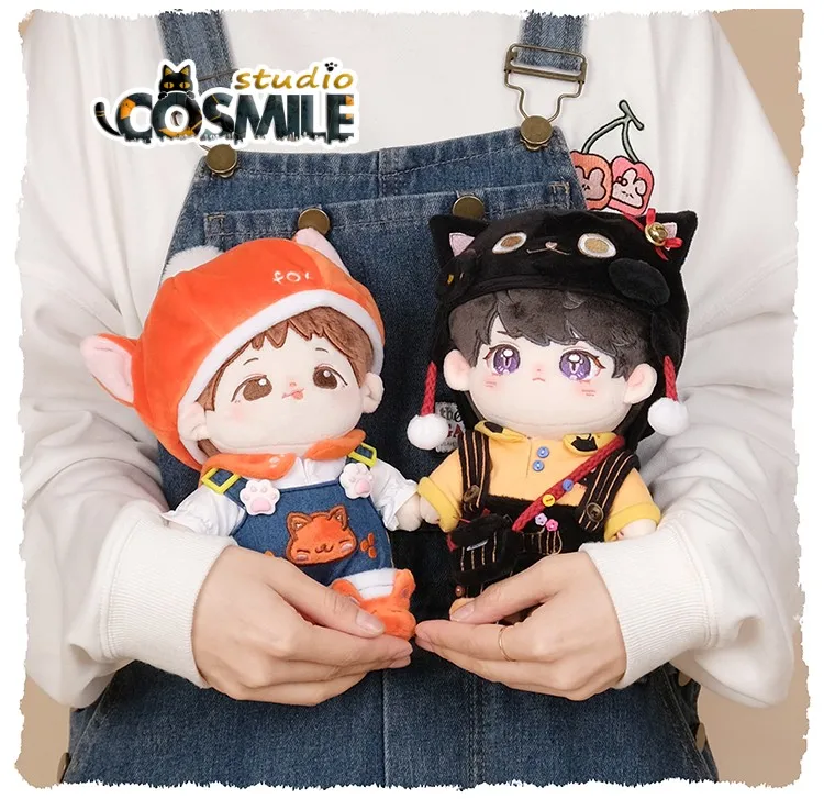 Набивной костюм Kpop Idol Alice Black Cat Neko Fox из плюша 20 см одежда для кукольного тела Sa MJ -