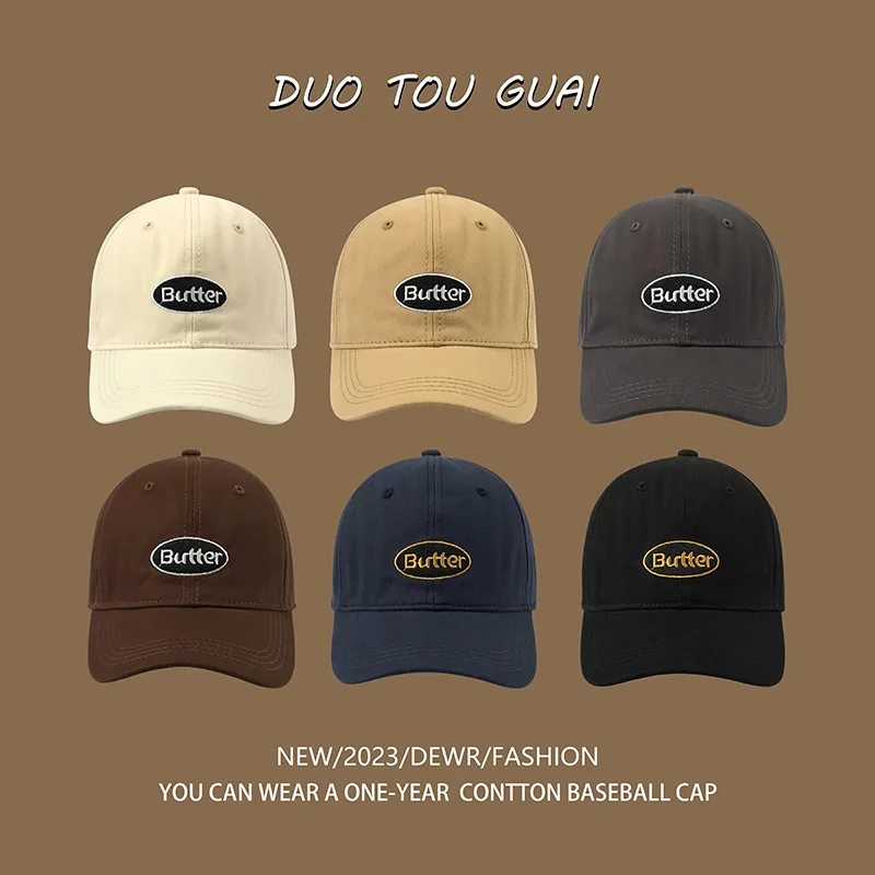 2023 Embroidered Baseball Cap Solid Color Cotton Men's Sun Hat Korean Spring Fashion Women's Adjustable Peaked Hat M183