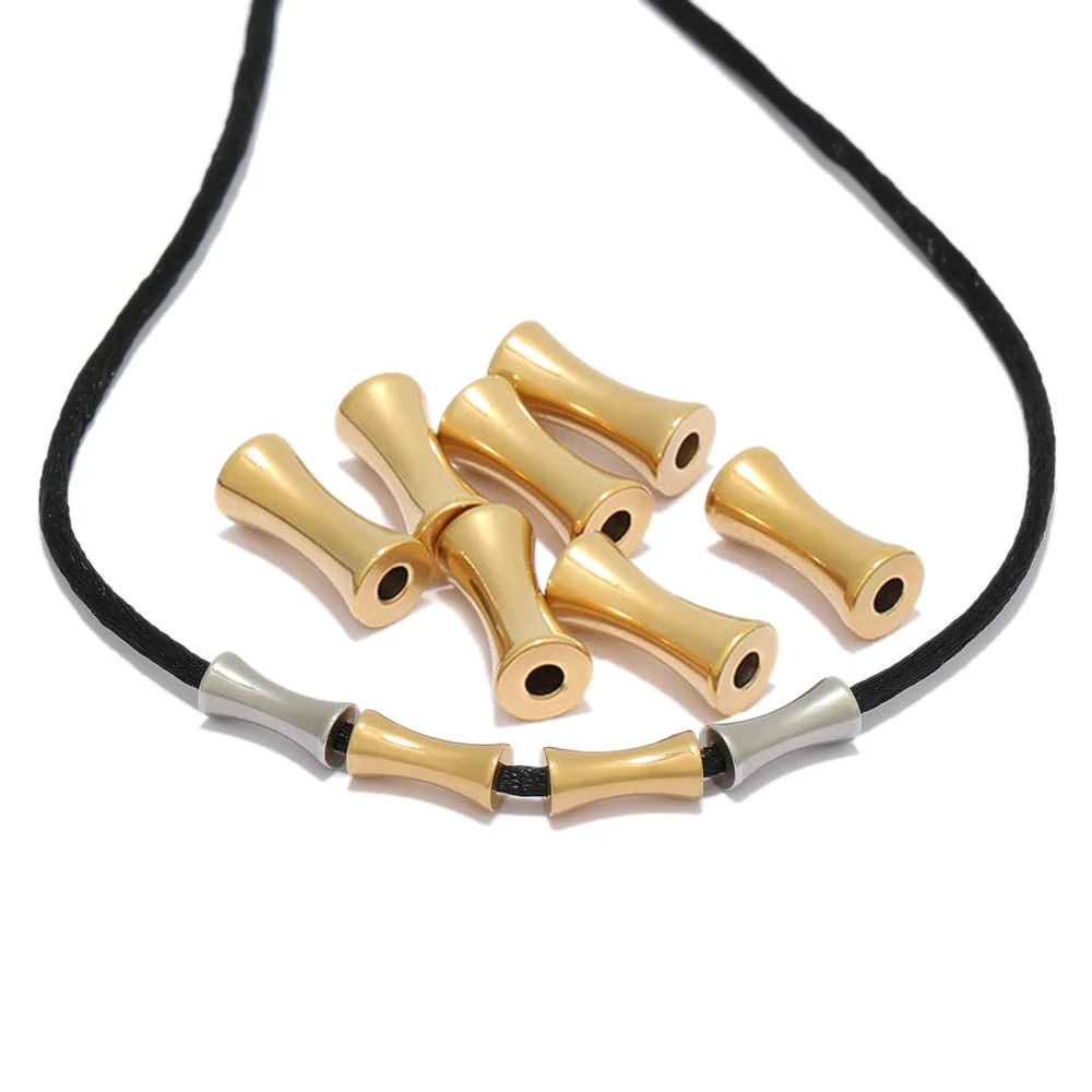 

10pcs Stainless Steel Tube Spacer Beads Gold Plated Barrel Drum Beads Charms for DIY Necklace Bracelet Jewelry Making Supplies