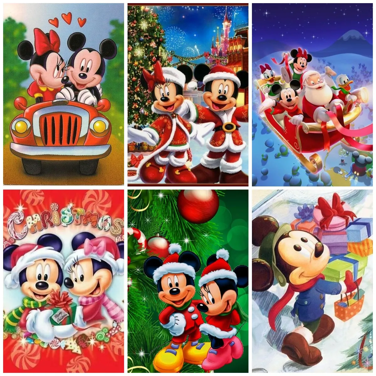 

Disney Cartoon Mickey And Minnie Ride Christmas Elk 5D Diamond Painting Cross Stitch Kits Embroidery Christmas Home Decor Gifts