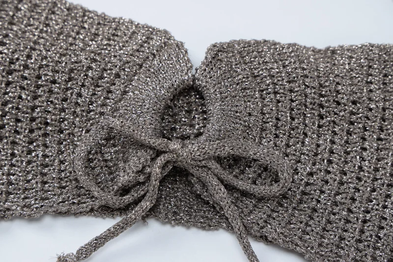 Женское сексуальное вязаное крючком облегающее мини-платье с перекрестными