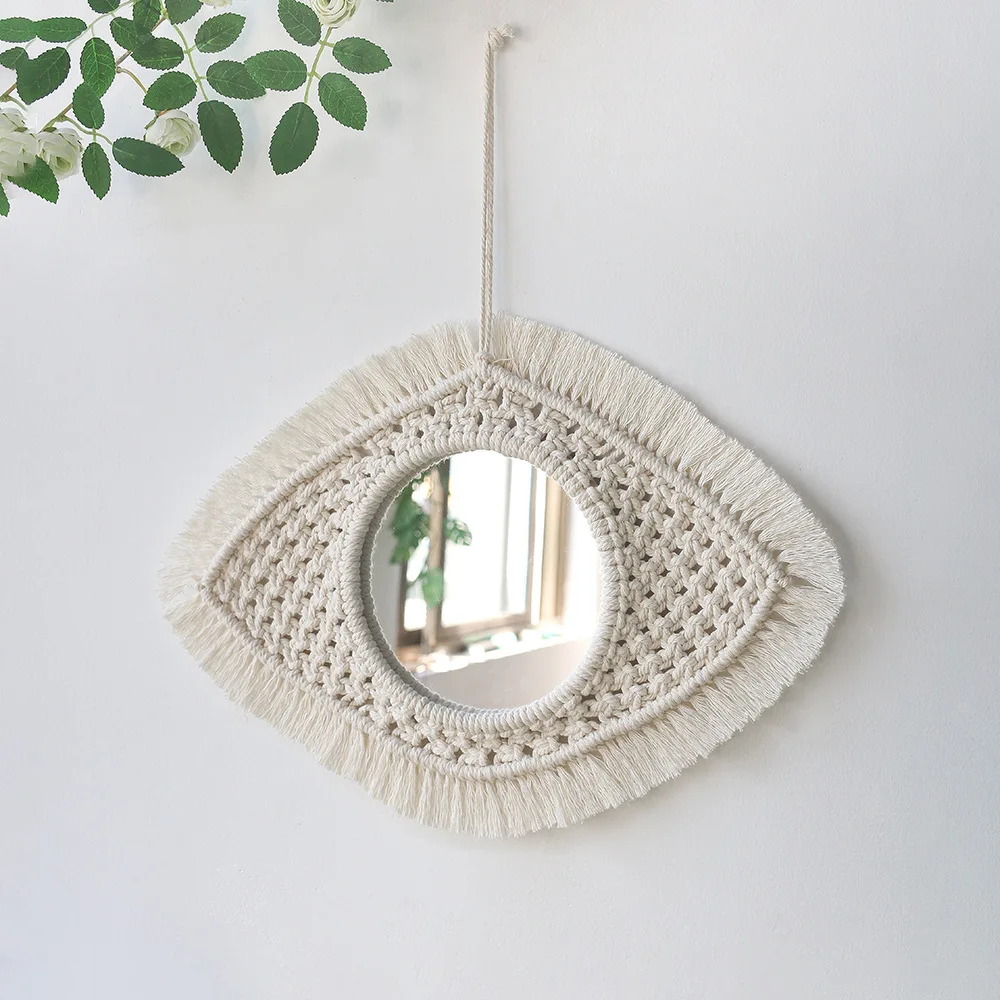 

Macrame Wall Hanging Round Mirror With Macrame Fringe Boho Decor Tapestry Bohemia Wall Art Decor For Kids Girl Baby Nursery Room