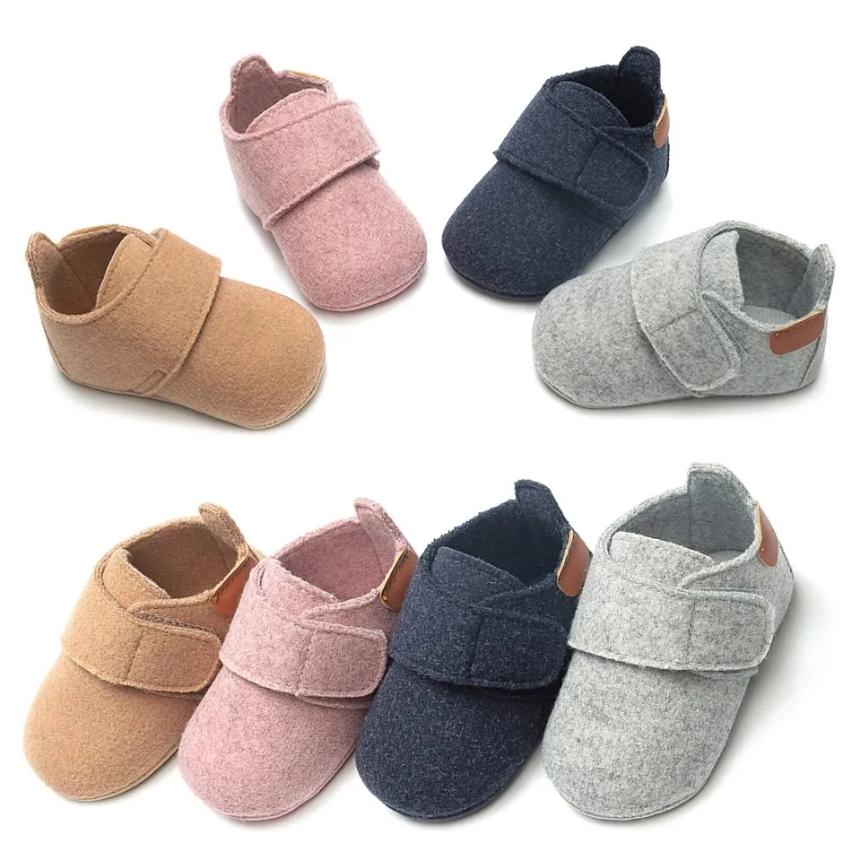 

Детские туфли-ходунки для новорожденных, высокие хлопковые, без застежки, на липучке, мягкая подошва, обувь для первых шагов кроватки, для мальчиков и девочек