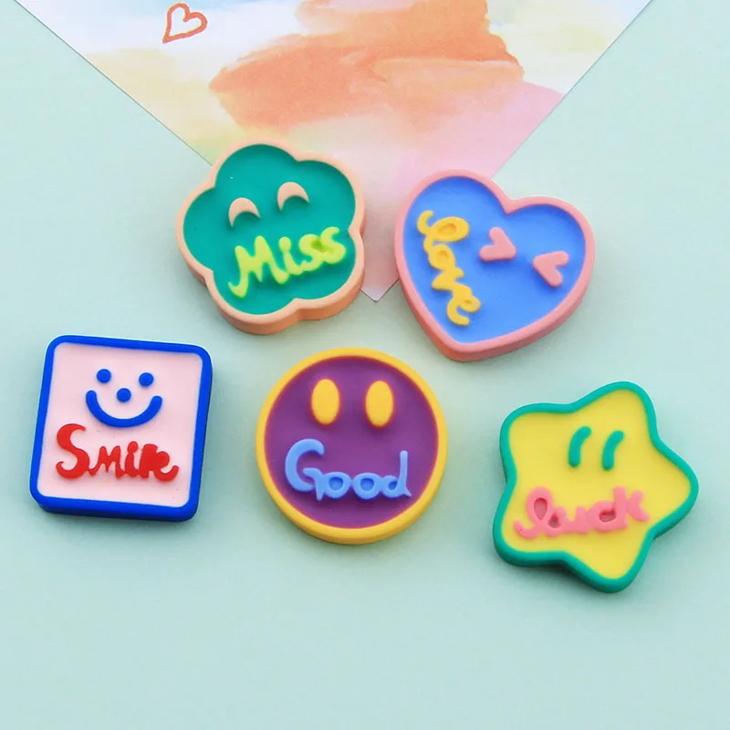 

Kawaii Resin Smiling Face Letter Flatback Cabochon DIY Craft Scrapbooking Kids Clip Hair Jewelry Accessories