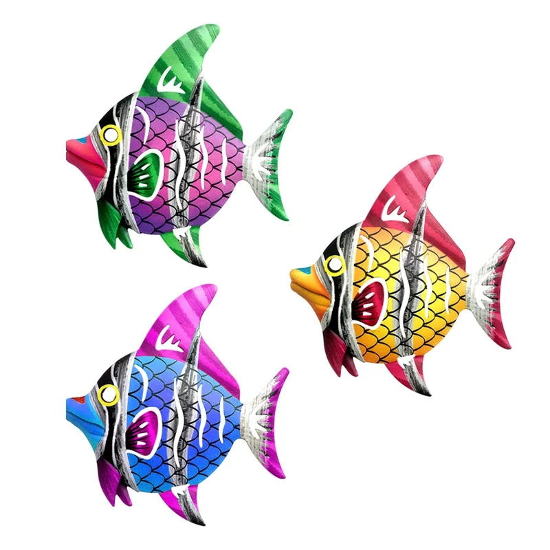 

3Pcs/Set Garden Decor Bedroom Ornament Hanging Home Wall Art Bathroom Sculpture Metal Fish Patio Living Room Crafts