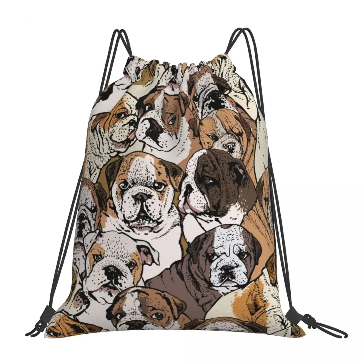

Social English Bulldog Backpacks Multi-function Portable Drawstring Bags Drawstring Bundle Pocket Sports Bag Book Bag For Travel