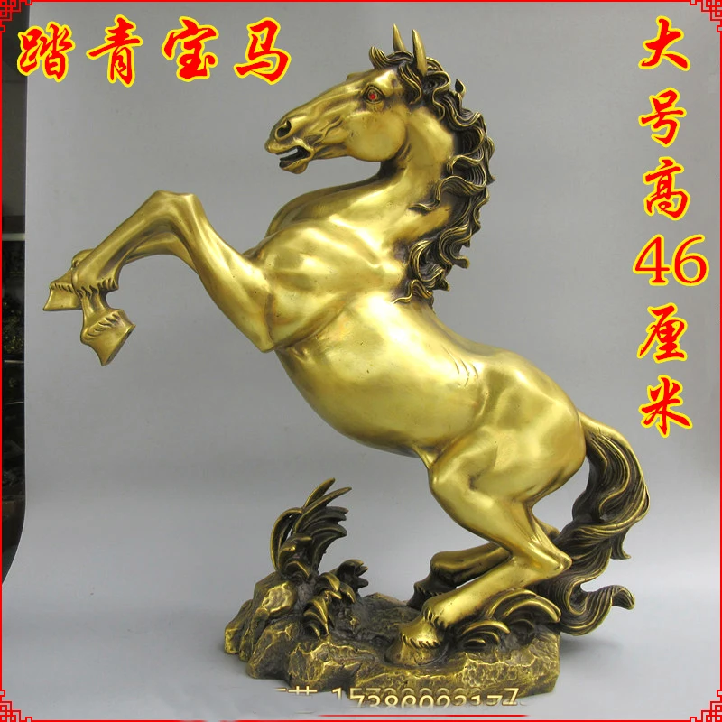 

TOP COOL HOME Shop company hall decoration FENG SHUI Business Money Drawing Success Good luck horse brass Sculpture