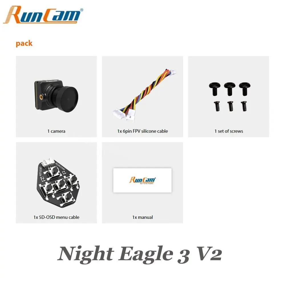 RunCam Night Eagle 3 V2 1500TVL 8 5 г Ultra Light FOVD NTSC/PAL CMOS FPV Starlight Камера ночного видения для RC Drone