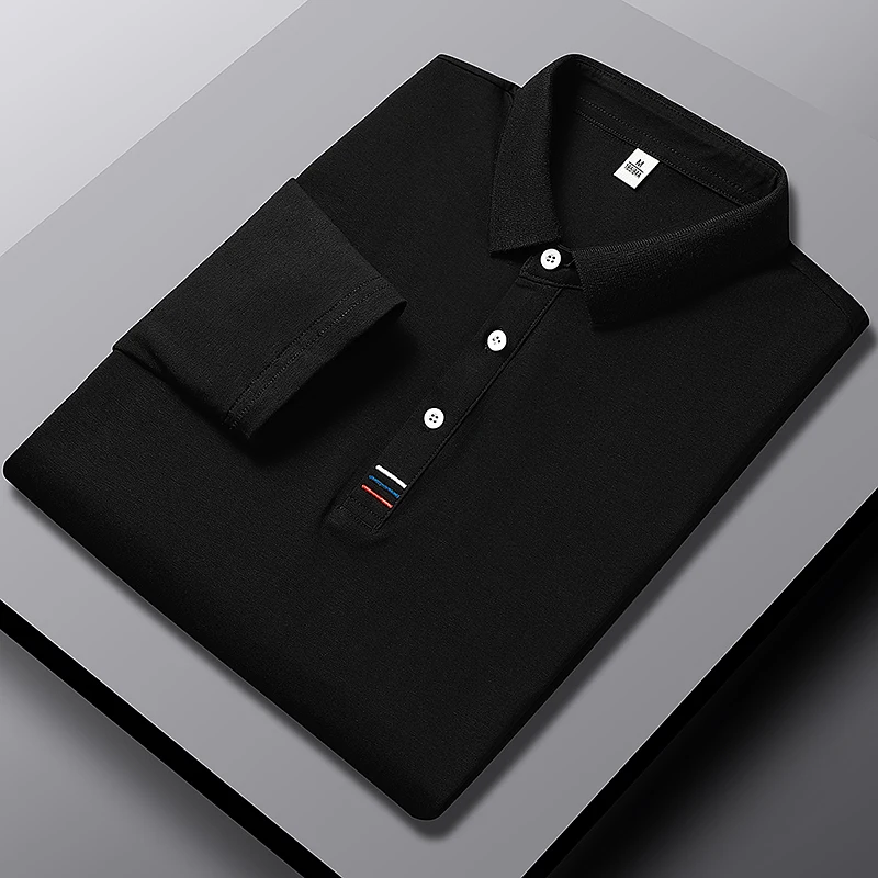 

Spring Autumn Fashion Polo Shirts For Men Famous Brands Casual Long Sleeve High-Quality Solid Cotton Men's Clothing Tops