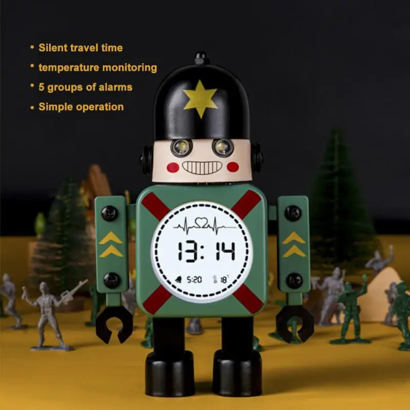 

Multifunctional Table Clock Intelligent Clocks Clock Gift Silent Alarm Clock Smart Clock Creative Funny Robot Modle LED