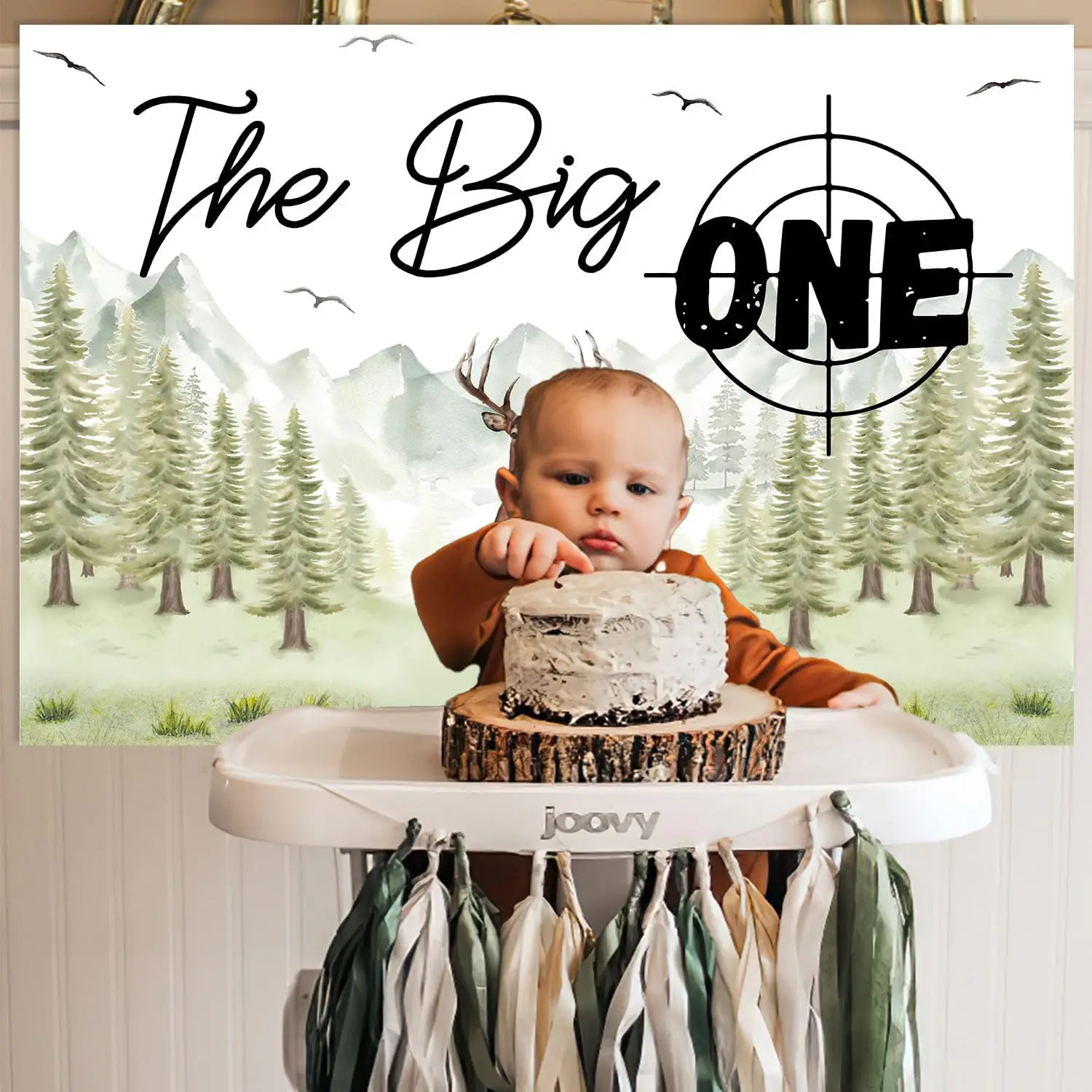 Декорации для фотосъемки KREATWOW с изображением большого оленя на 1-й день рождения