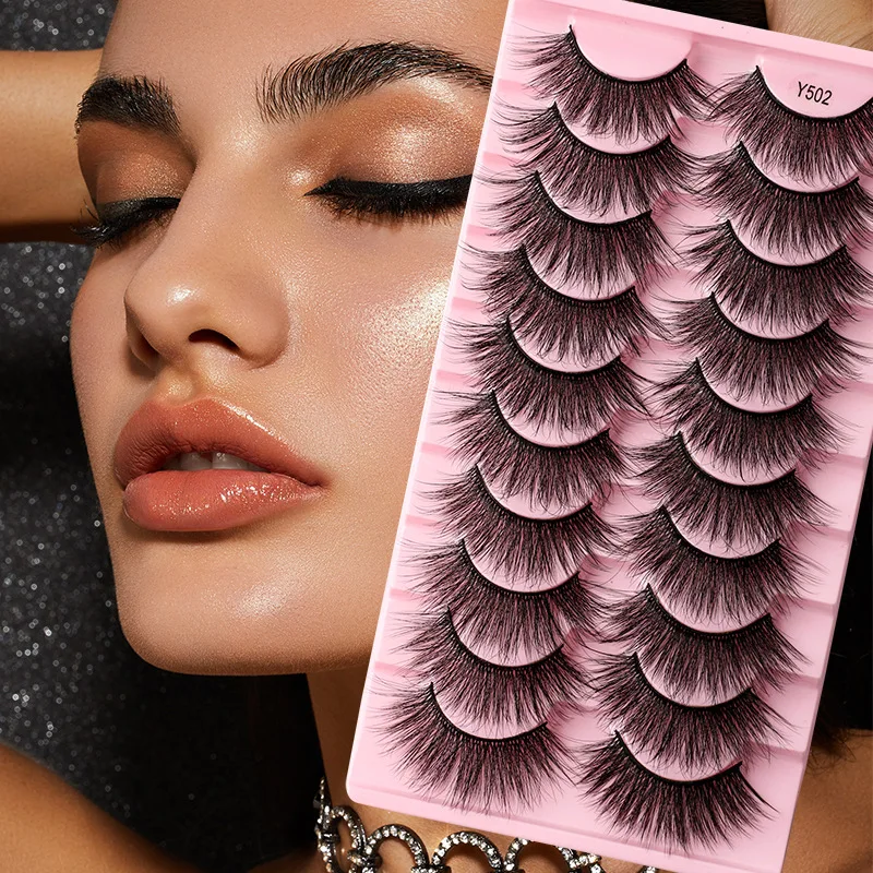 

New Bushy 10 Pairs of False Eyelashes Eye Tail Natural 3D Mink Hair Simulation Eyelashes Cosplay Manga Beauty Make-up for Women