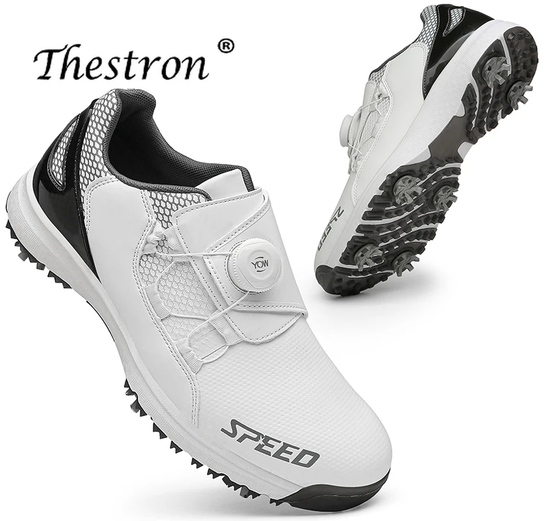 Professional Men and Women Golf Studs Men's Comfortable Golf Sneakers Grass Non-slip Golf Training Shoes White Black Size 36-47
