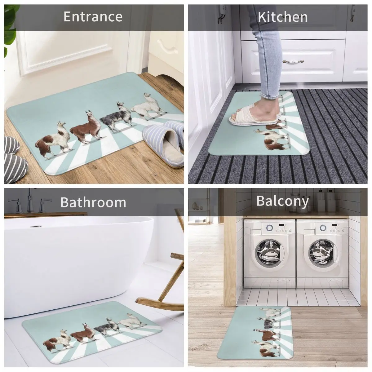 

Door Mat Llama The Abbey Road Decor 3D Rug Carpet Bathmat Non-slip Entrance Living Room Home Kitchen Sand Scraping Dust Bedroom