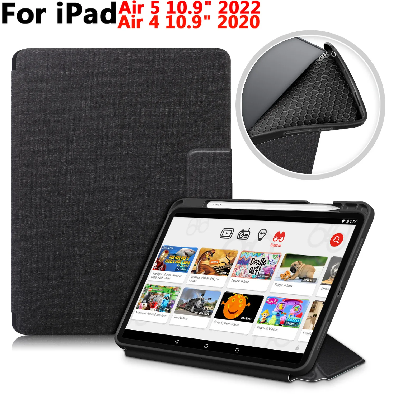 

Чехол для планшета iPad Air 5th Gen 2022 / Air 4th 2020 10,9 дюймов с держателем для карандашей Магнитный умный складной чехол A2589 A2591