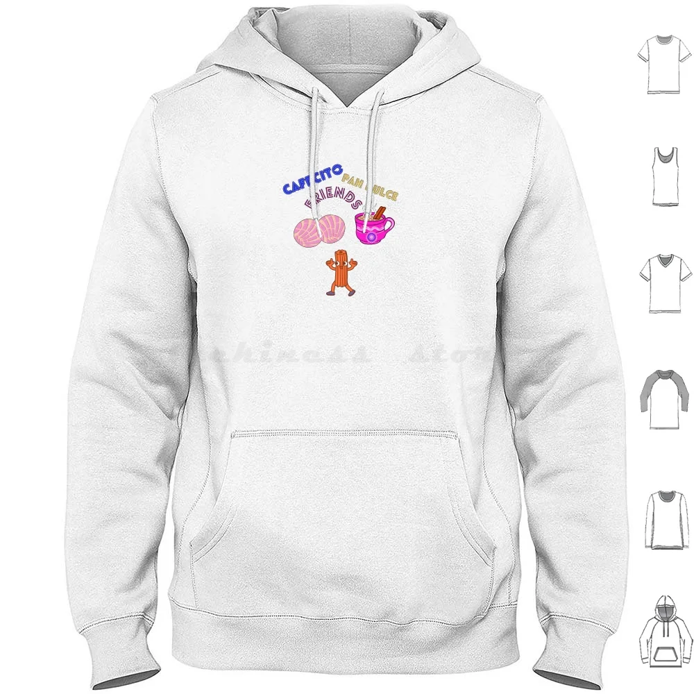 

Cafecito With Friends Hoodies Long Sleeve Coffee Cafe Conchas Pan Dulce Churros Amigas Amigos Friends Chisme Good