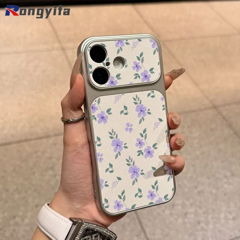 Фото Чехол для телефонов Realme N65 N63 N61 N55 N53 Note 80 70 70T 60 60X 50 Q5 Q5i Q3 Q3i Q2 5G 4G, белый, из искусственной кожи, с фиолетовым цветочным узором №4