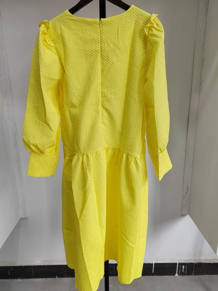 Женское длинное свободное платье [EWQ] корейское шикарное однотонное с круглым