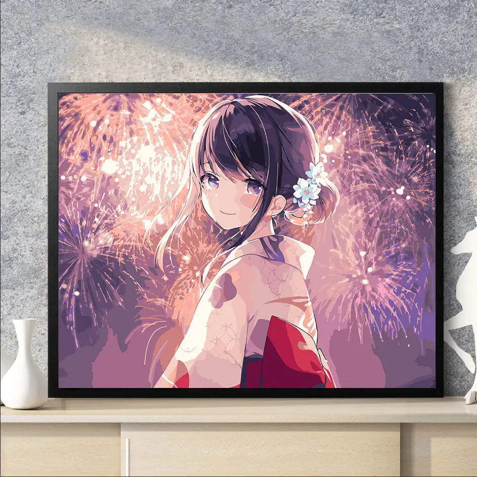 

00129Ann-Tulip diy Цифровая масляная живопись, картина маслом, Акриловая картина с цветами, взрыв, ручная работа, пейзаж, живопись