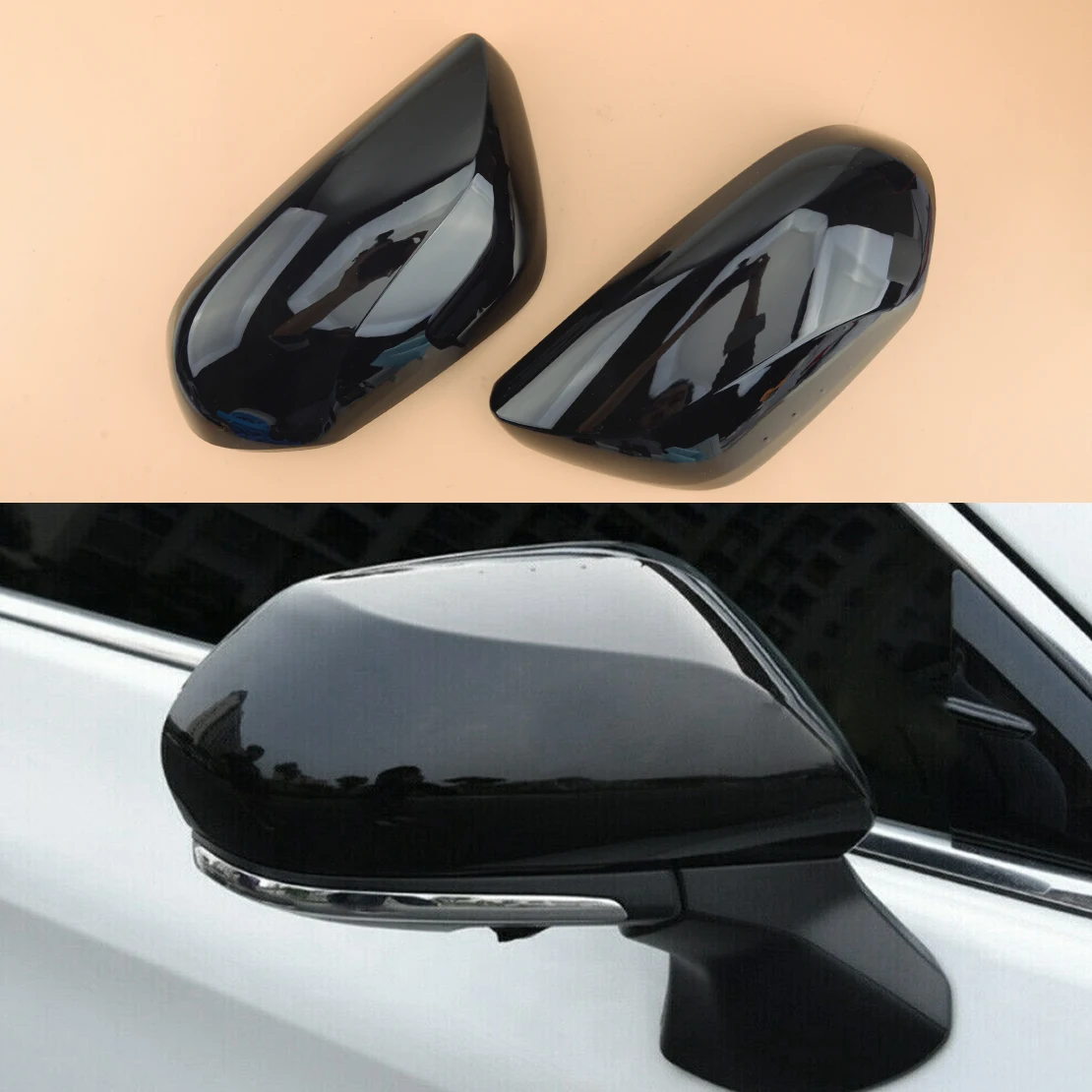 

1 Pair Black Car Front Left Right Rearview Side Door Wing Mirror Cover Trim Cap Decoration Fit for Toyota Camry 2018 2019 2020