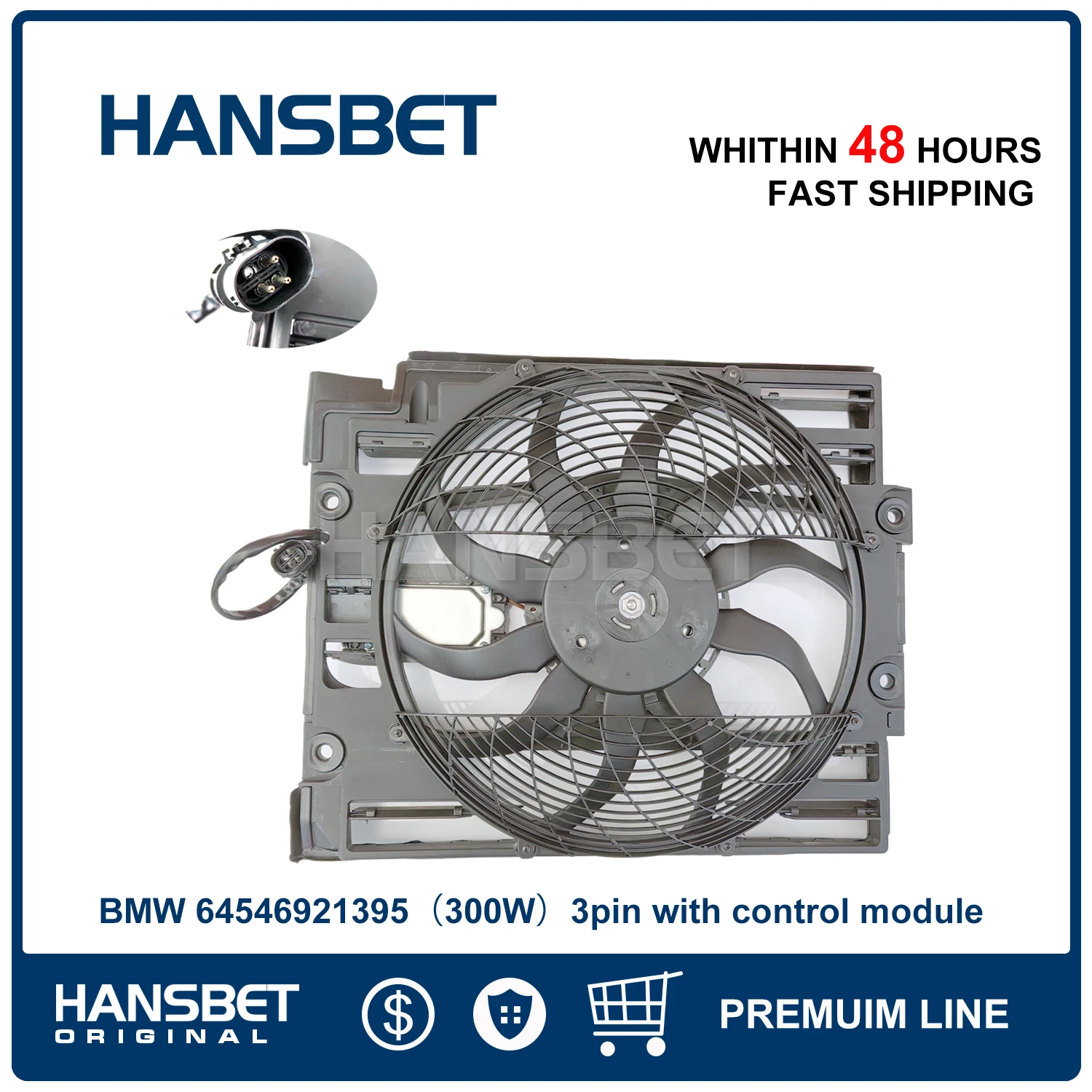 Вентилятор охлаждения радиатора в сборе для BMW 525i 528i 528iT 530i 540i M5 E39 1995-2003 3.0L 64546921395