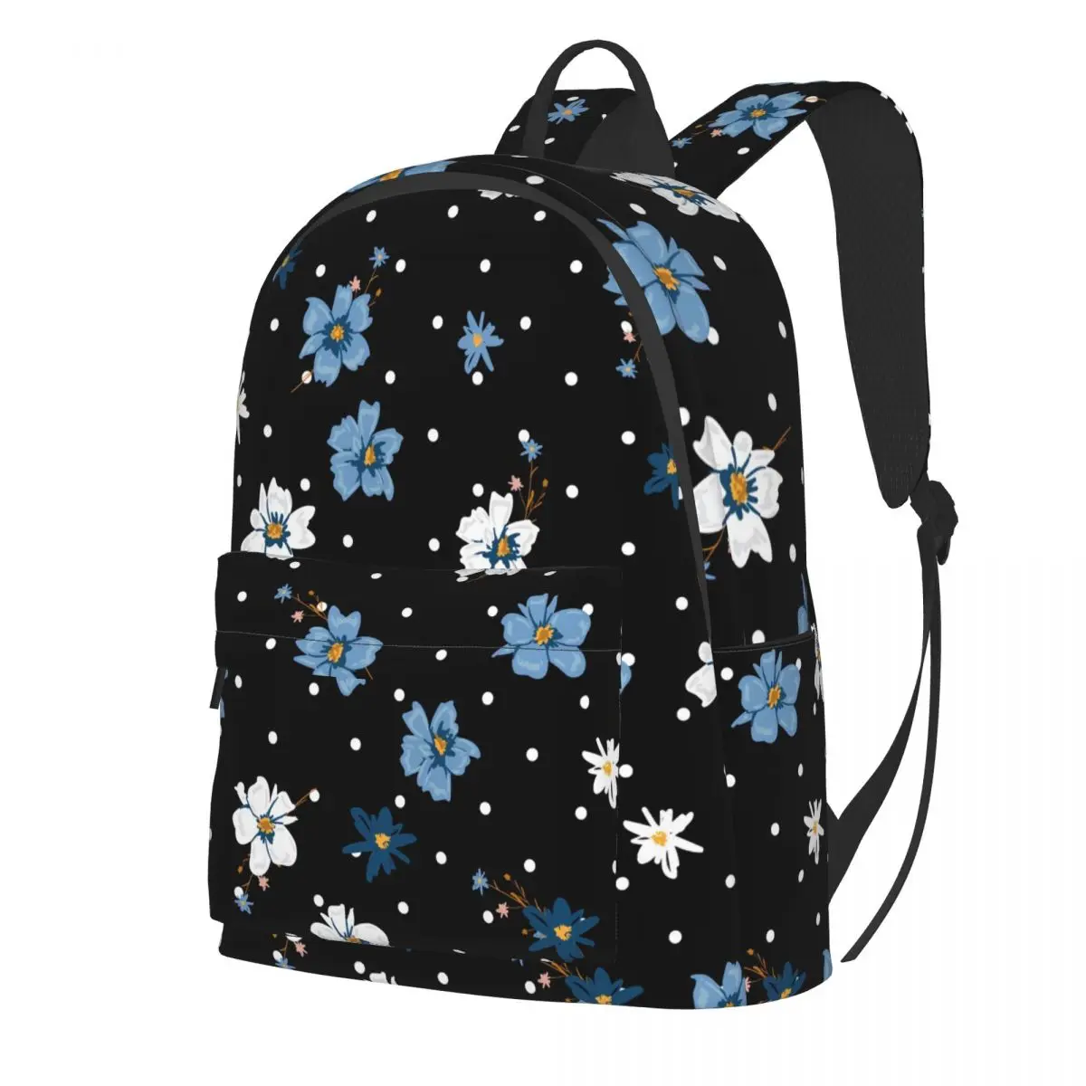 

Blue White Daisies Backpack Polka Dots Floral Pirnt Workout Backpacks Teen Colorful Lightweight School Bags Style Rucksack