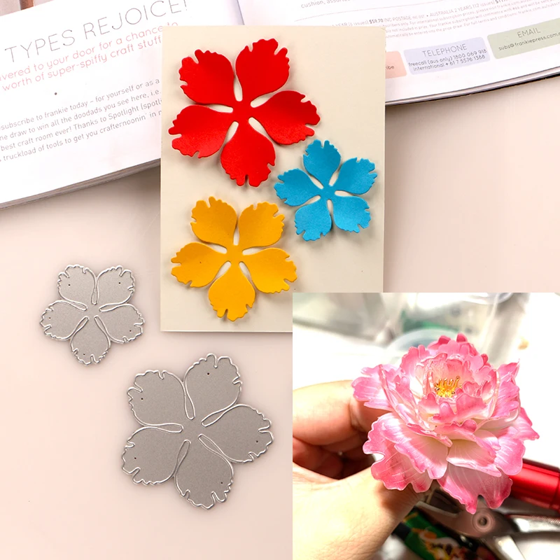 

Peony Flower Cutting Dies For Scrapbooking Album Decoration Die Cut Set Clear Stamps Hand Account Cards Making Handmade Bouquet