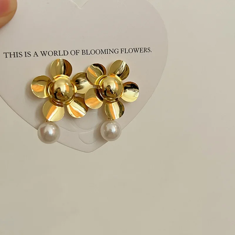 Металлические серьги-клипсы Draweye с цветами для женщин винтажные корейские модные