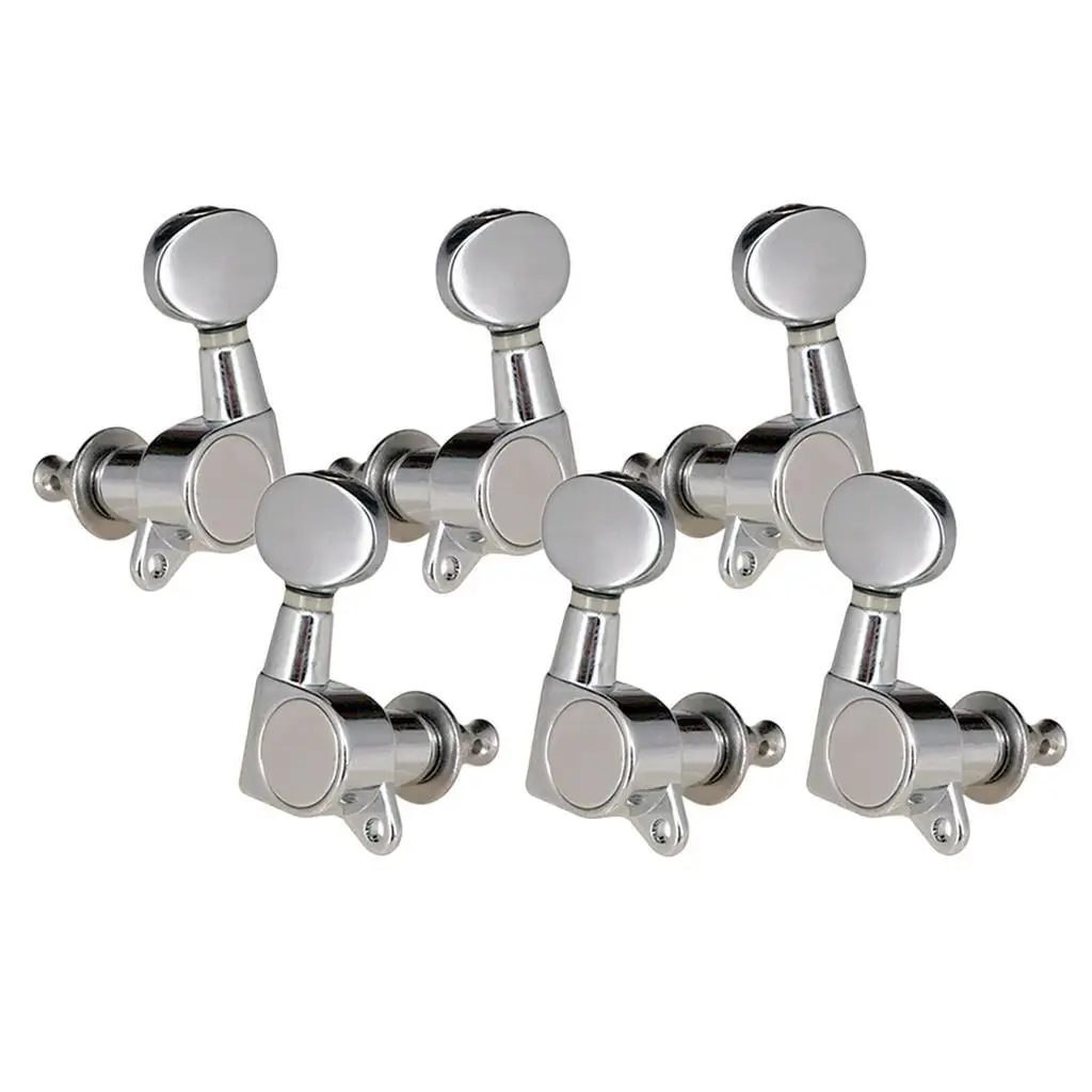 

String Tuning Pegs Enclosed Round Button for Acoustic Guitar 3R3L Silver