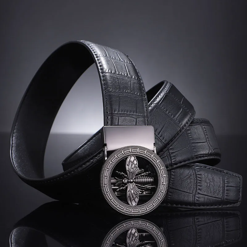 3.5cm New Business Men's Belt Classic Alloy Automatic Buckle Casual Cowhide Designer Belt High-quality Leather Belt