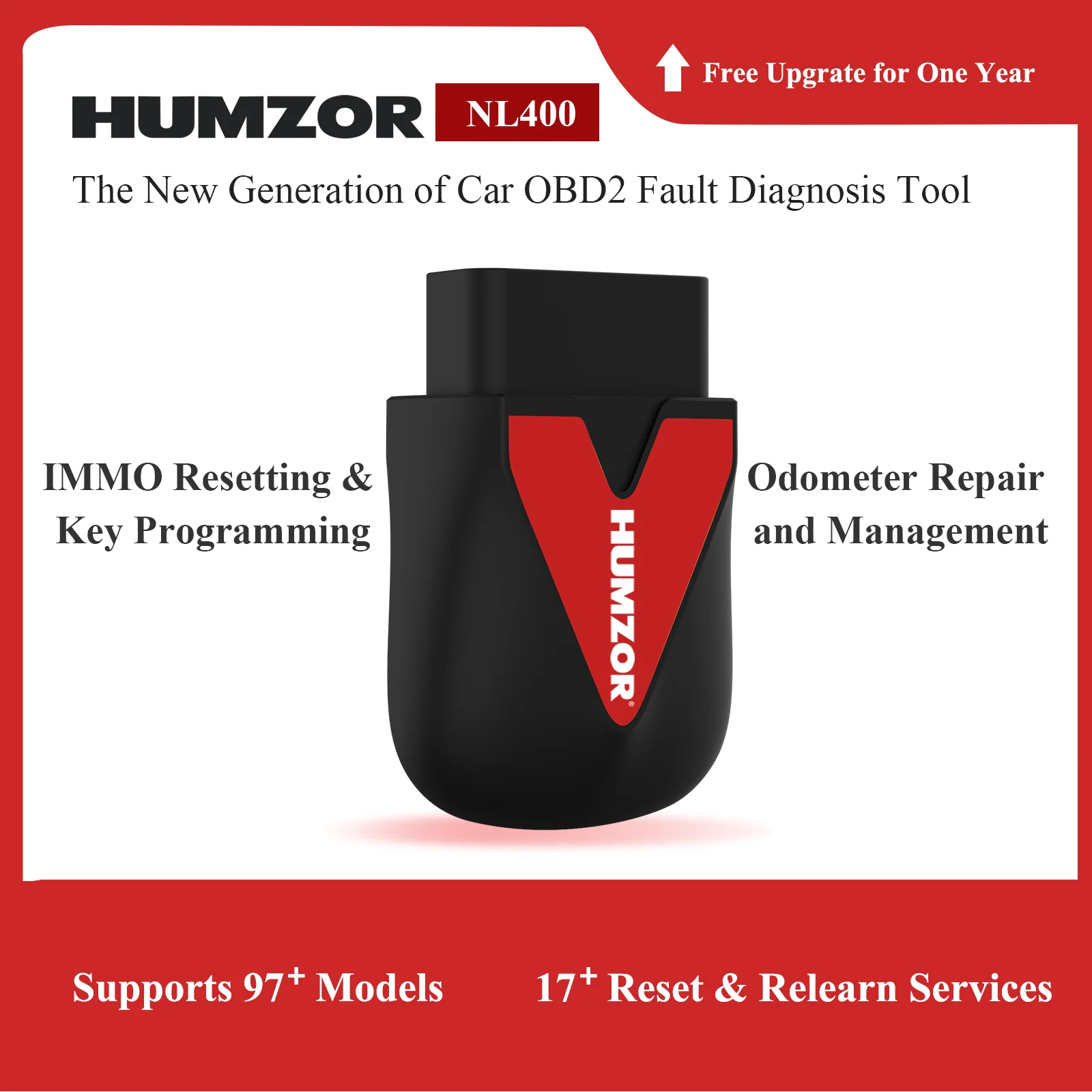 

Humzor NL400 Car OBD2 Diagnostic Scanner Tool App Immo Resetting Odometer Repair Manager Key Programming PK Thinkdiag AP200