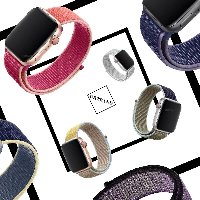 Фото Нейлоновый ремешок для apple watch 44 мм 40 мм 45 мм 41 мм 38 мм 42 мм, браслет для nike correa de Nylon, для iwatch Series 7 se 6 5 4 3 2 №4