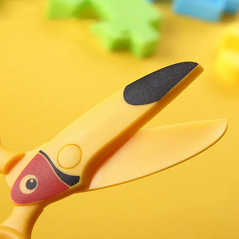 Children's Kids Cartoon Plastic Scissors School Safety Art Crafts Creative Paper Cutting Toddlers images - 6