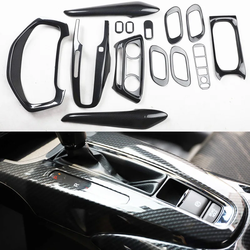 

carbon fiber car interior accessories for Hondas xrv 2015-2021 gear panel window lifter switch kit dashboard cover refit