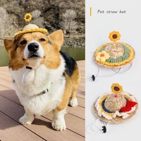 costume dog supplies pet ornaments shade hat woven sombrero pet straw hat mexican straw cap