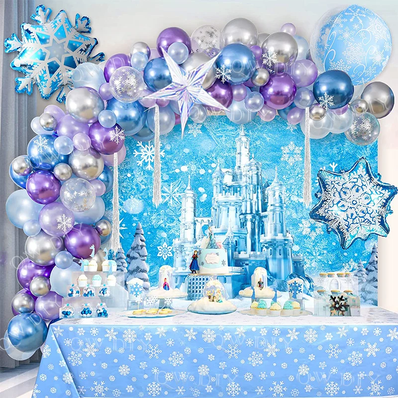 New Snowflake frozen elsa Birthday snow queen Party Balloon Girl Garland Arch Kit Pearlescent Balloons Decoration Baby Shower