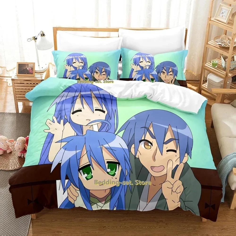 2024 Lucky Star Konata Bedding Set Single Twin Full Queen King Size Bed Adult Bedroom Duvetcover Sets Anime Sheet