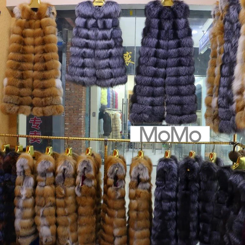 Natural Fox Fur Sleeveless Coat Winter Warm Ladies Fur Coat Fashion Casual Leather Real Fur Coat