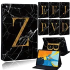 Чехол для планшета Lenovo Tab M10Tab E10Tab M10 Plus TB-X606FX из искусственной кожи с черным мраморным рисунком и 26 буквами