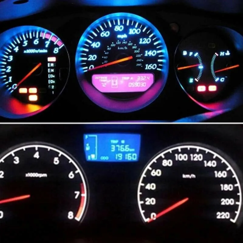

10pcs White Super Bright T5 LED Light Lamps 3014 SMD LED Wedge Dashboard Warning Instrument Panel Light Lamp Car Interior Light