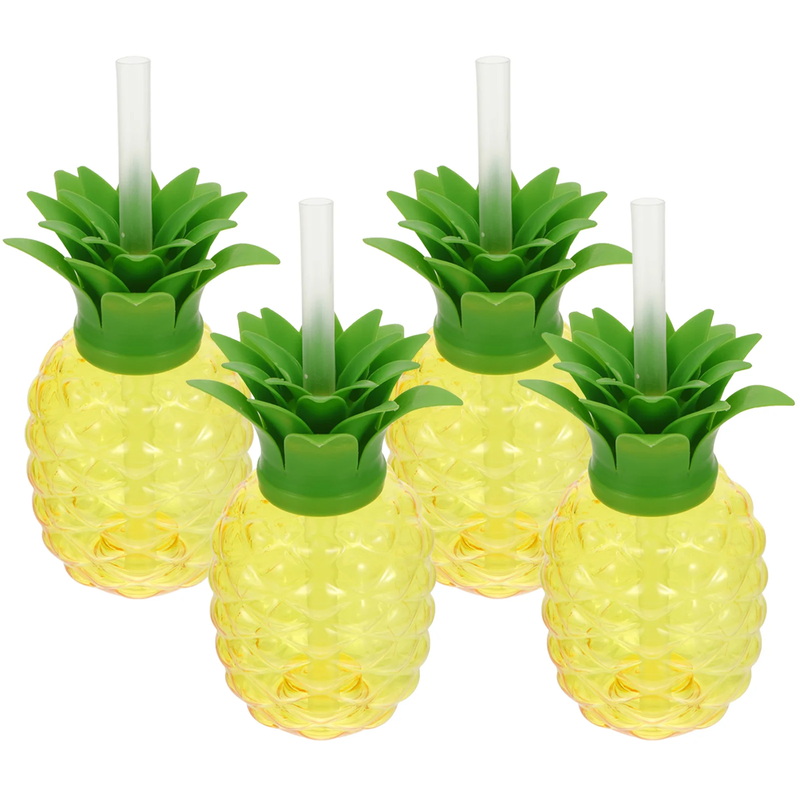 

Cups Pineapple Party Cup Hawaiian Straws Plastic Drinking Lids Drink Tumbler Beach Supplies Luau Straw Summer Glasses Kids