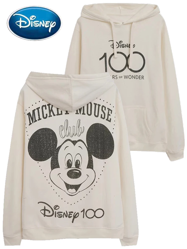 

Disney Castle 100th Anniversary Sweatshirt Mickey Mouse Cartoon Print Jumper Women Hooded Long Sleeve Fleece Tee Tops Streetwear