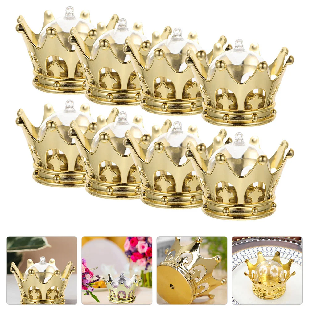 

8 Pcs Favor Boxes Wedding Crown Candy Banquet Party Cases Sweets Container Bag 8.5X6.5X6.4CM Candies Packaging Golden Ps