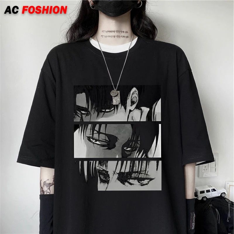 

Women's T-shirt Attack on Titan Japanese Anime T Shirt Punk Tops Summer Harajuku Loose Gothic Short Sleeve Oversized T Shirt