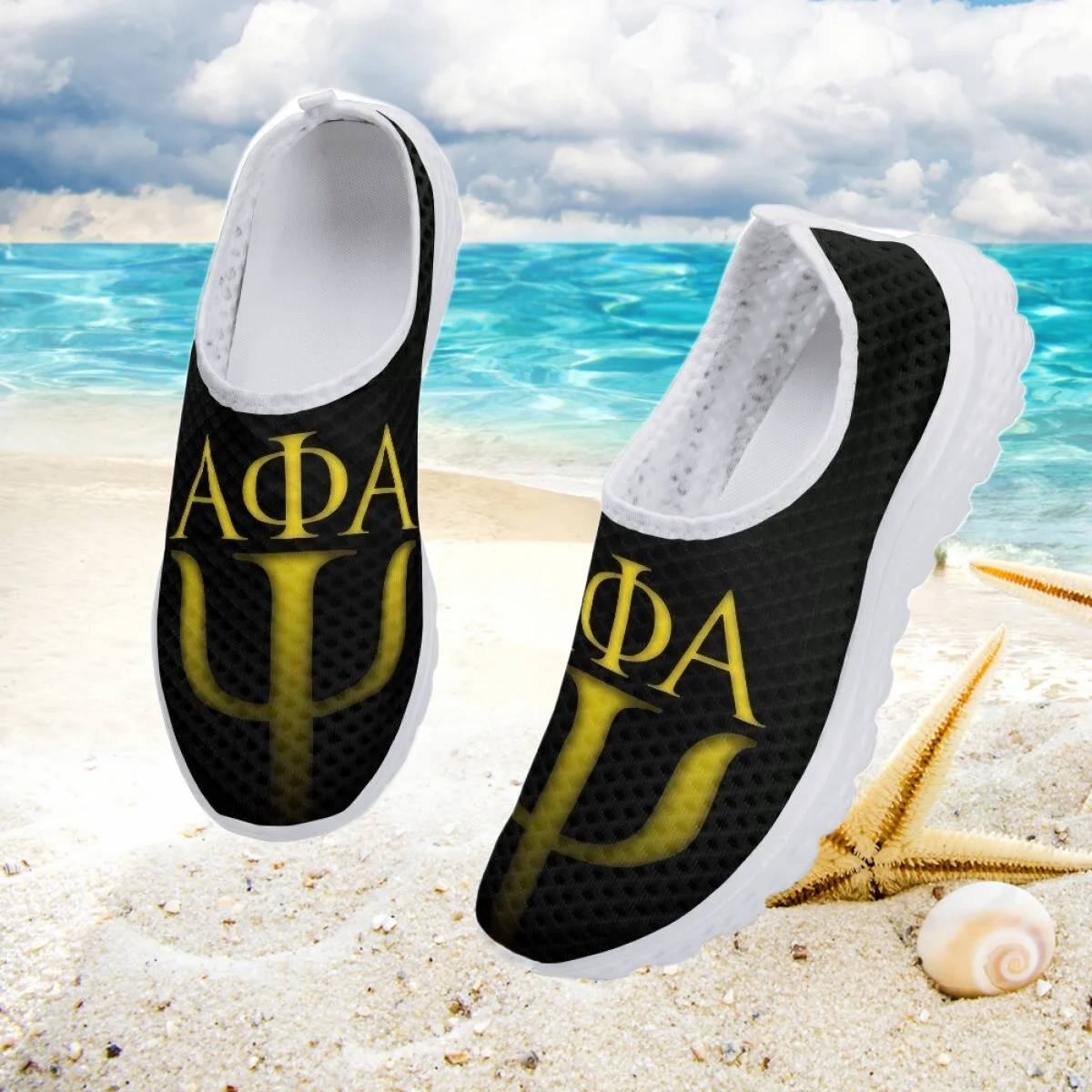 

Alpha Phi Alpha Flats Breathable Slip-on Mesh Sneakers for Girls Boys Outdoor Summer Non-Slip Beach Loafers Vulcanize Shoes Gift