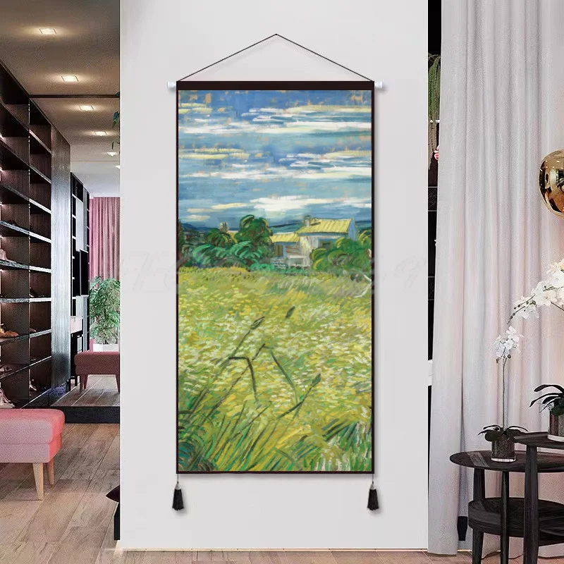 

Картина маслом Monet Impression с пейзажем, гобелен в пасторальном стиле, украшение для комнаты, украшение для дома, богемные картины