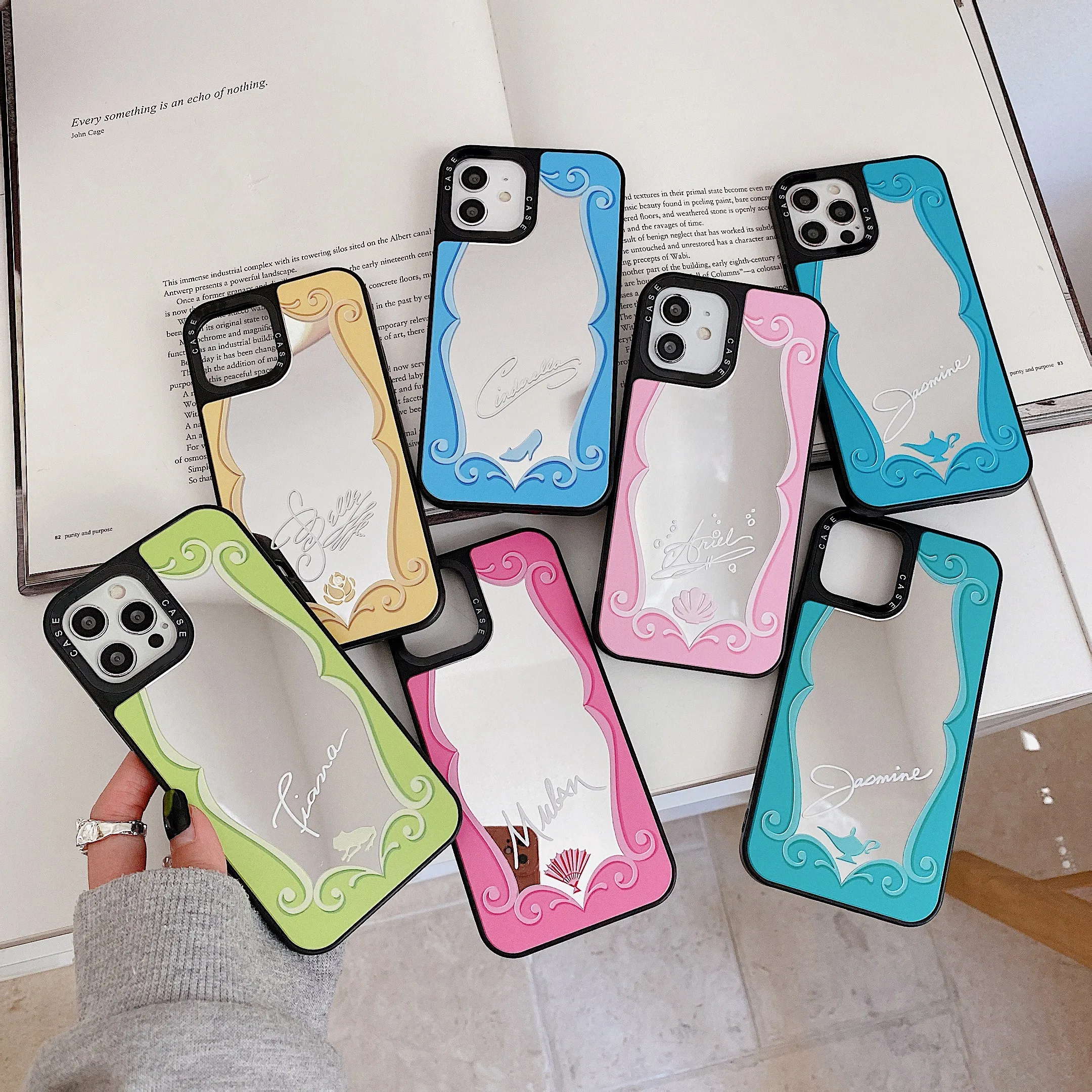 

Disney Princess Luxury Mirror Phone Cases For iPhone 13 12 11 Pro Max Mini XR XS MAX 8 X 7 SE Lady Girl Shockproof Soft Shell